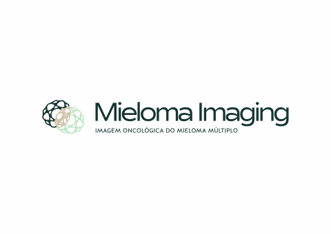 Logo for Mieloma Imaging with a globe design and text 
