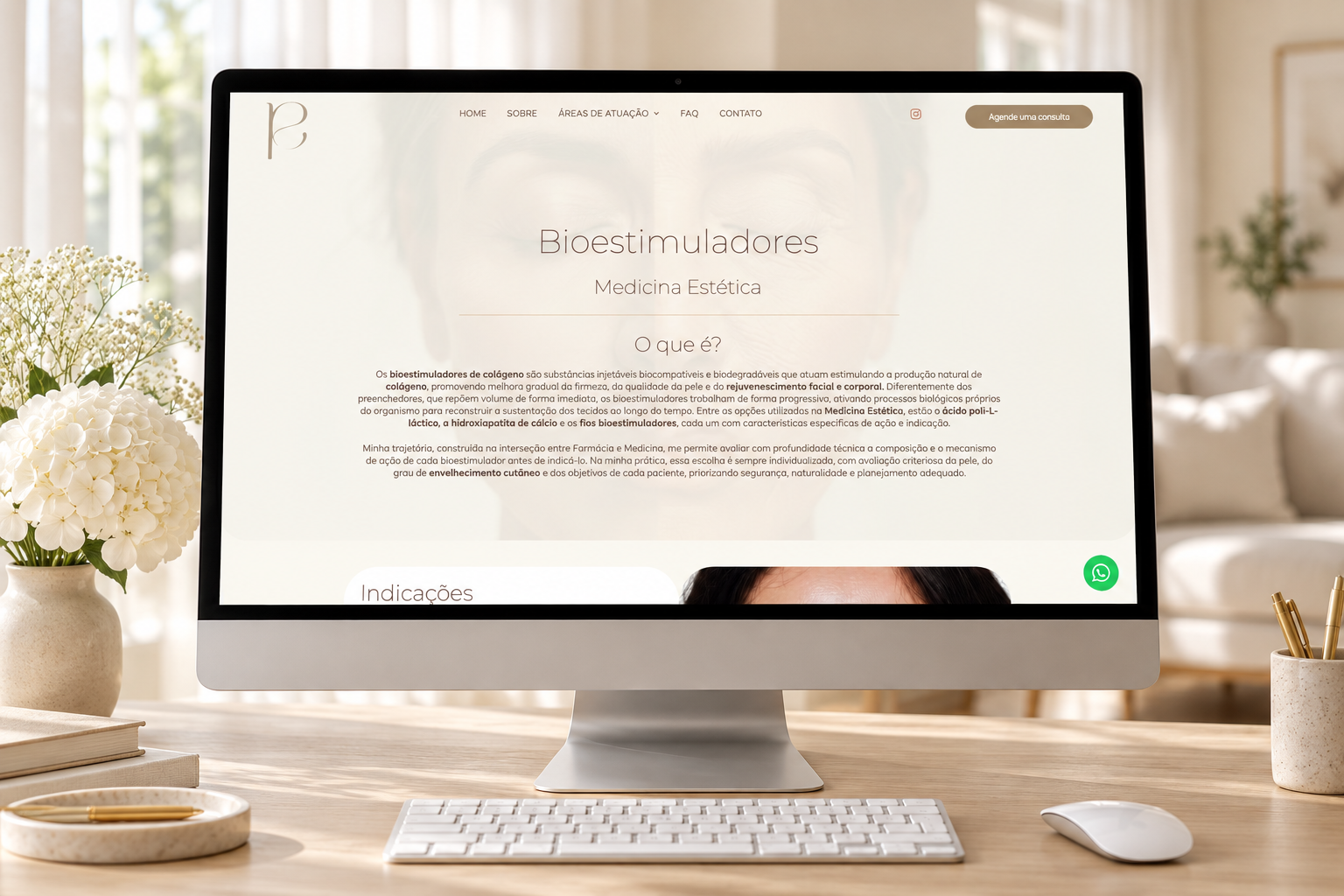 Site demonstrando informações úteis sobre procedimentos realizados pela Dra.