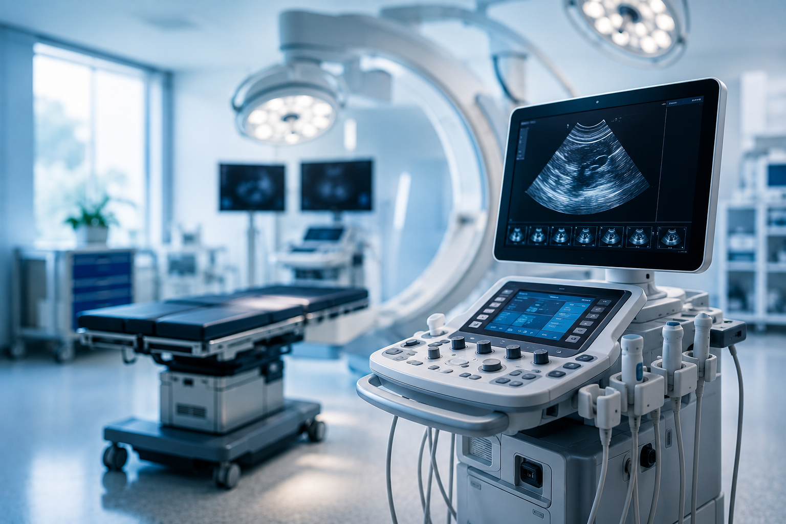 Equipamentos médicos em sala de cirurgia para importação
