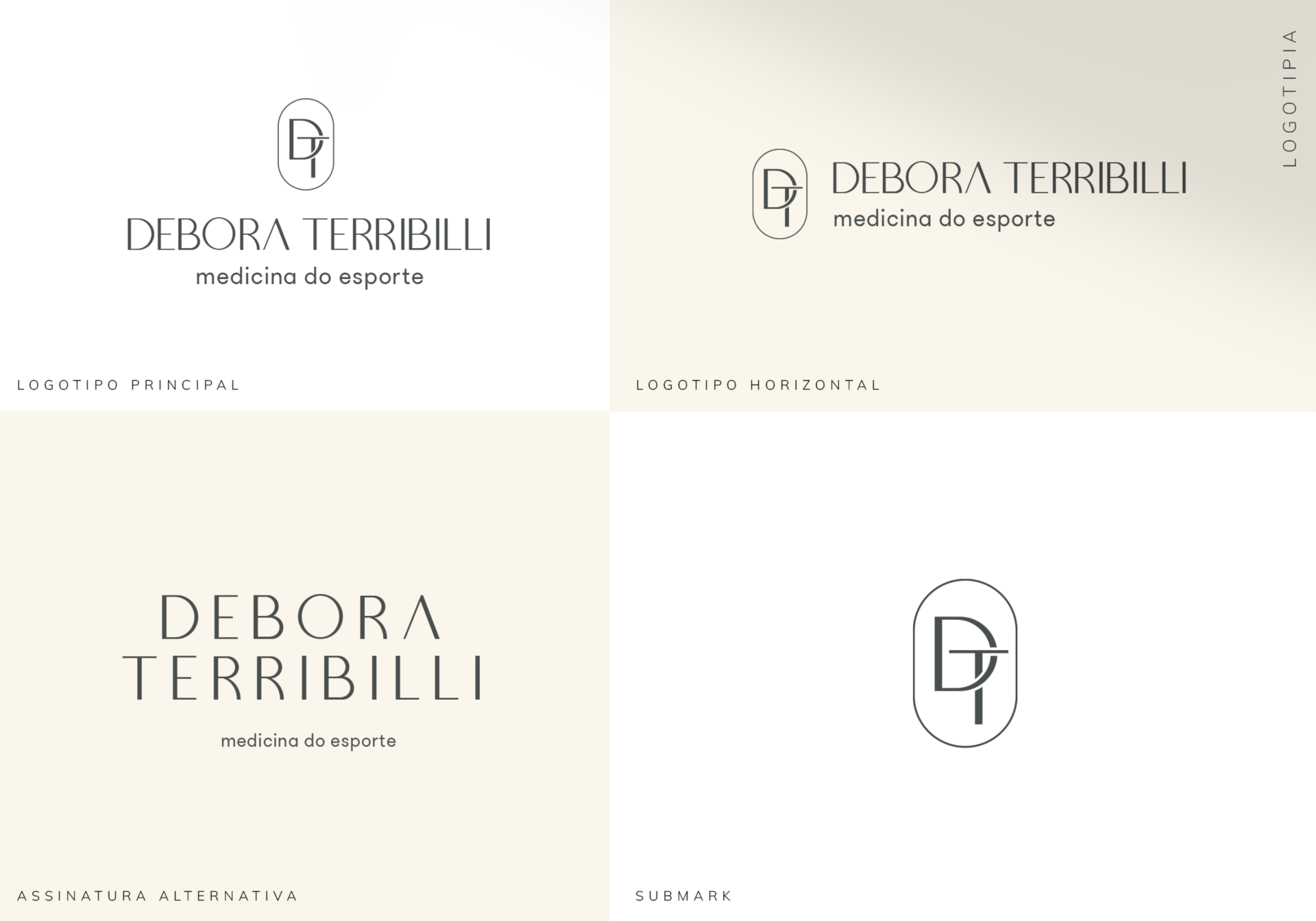 Uma colagem de quatro logotipos diferentes para debora terribili.