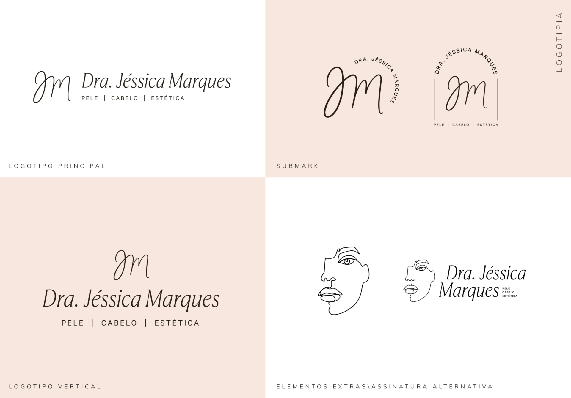 Uma colagem de quatro logotipos diferentes para um médico.