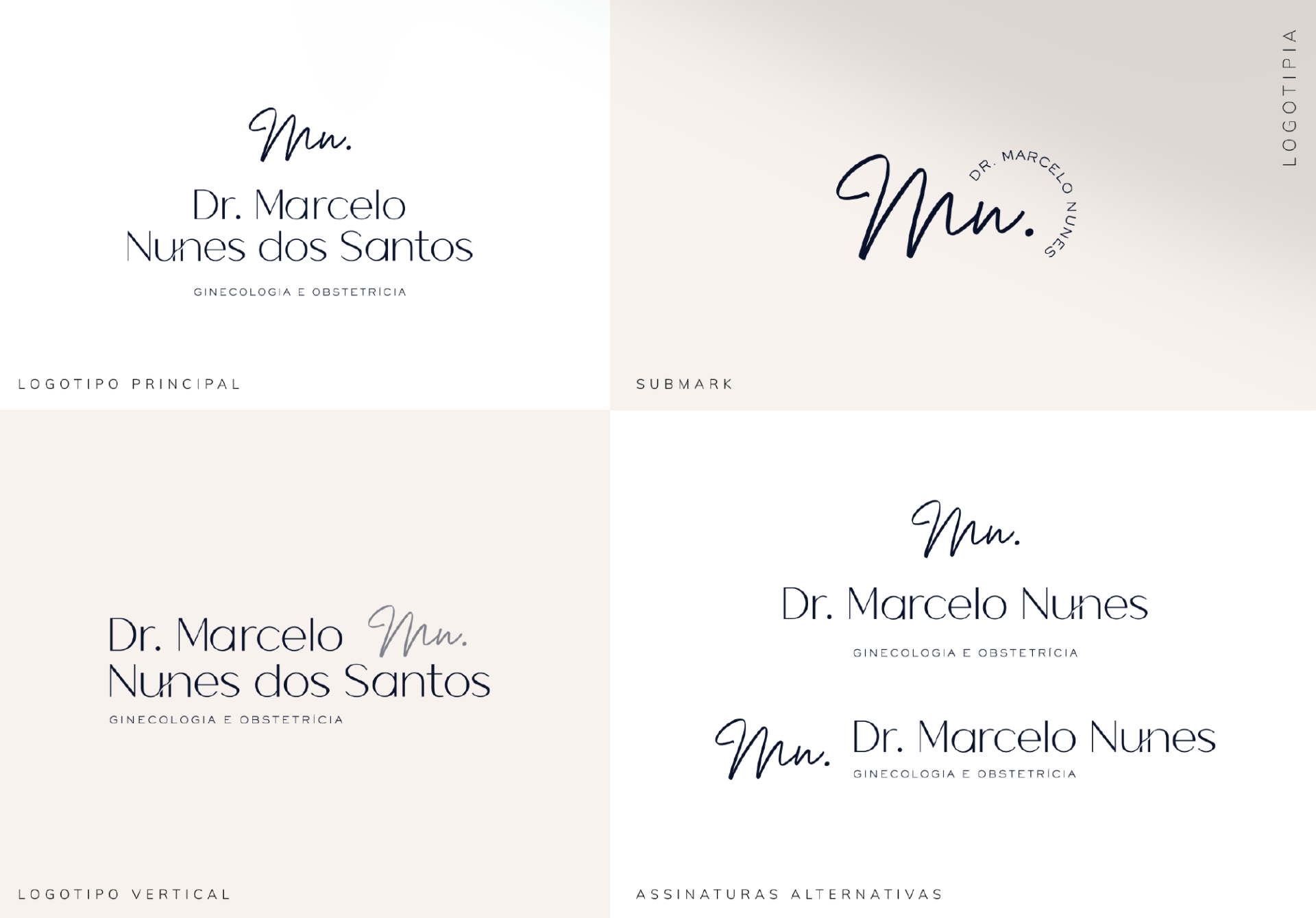 Um conjunto de quatro cartas com o nome dr. Marcelo Nunes sobre eles