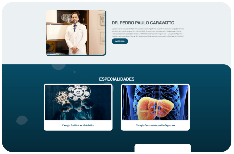 Uma captura de tela de um site de um médico.