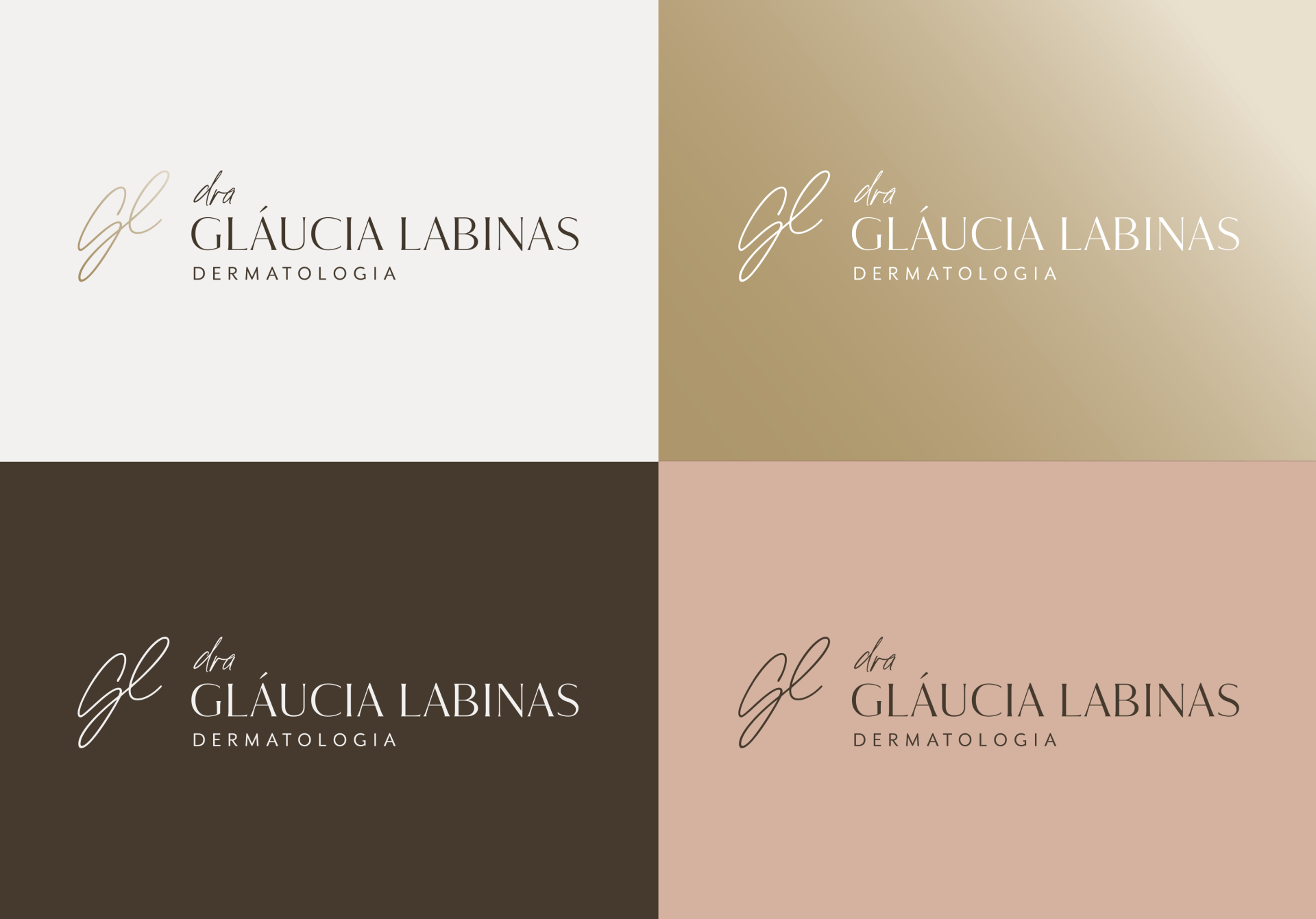 Um conjunto de quatro logotipos para um dermatologista.