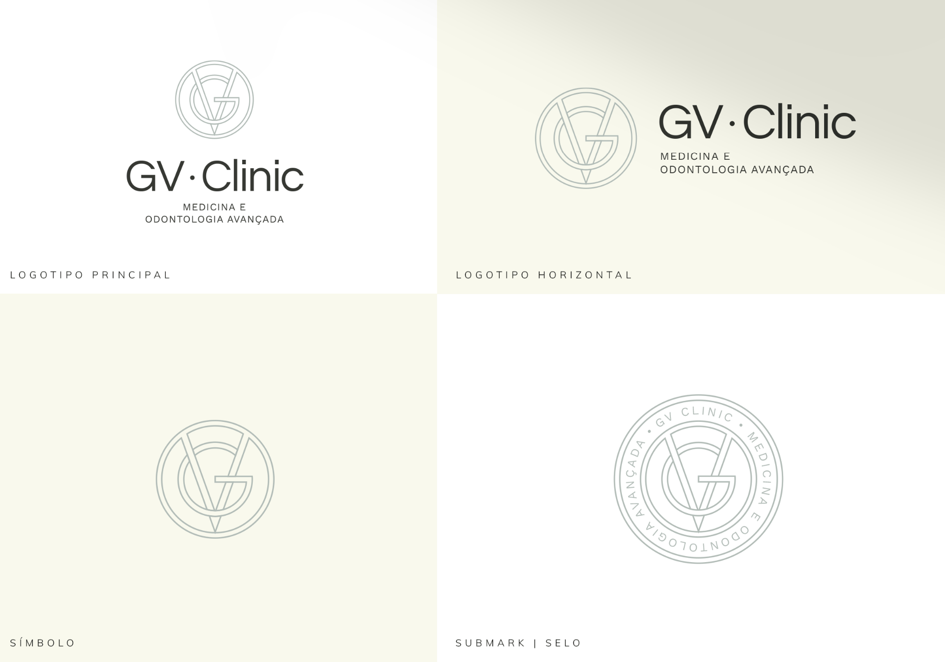 O logotipo da clínica gv está em um fundo branco.