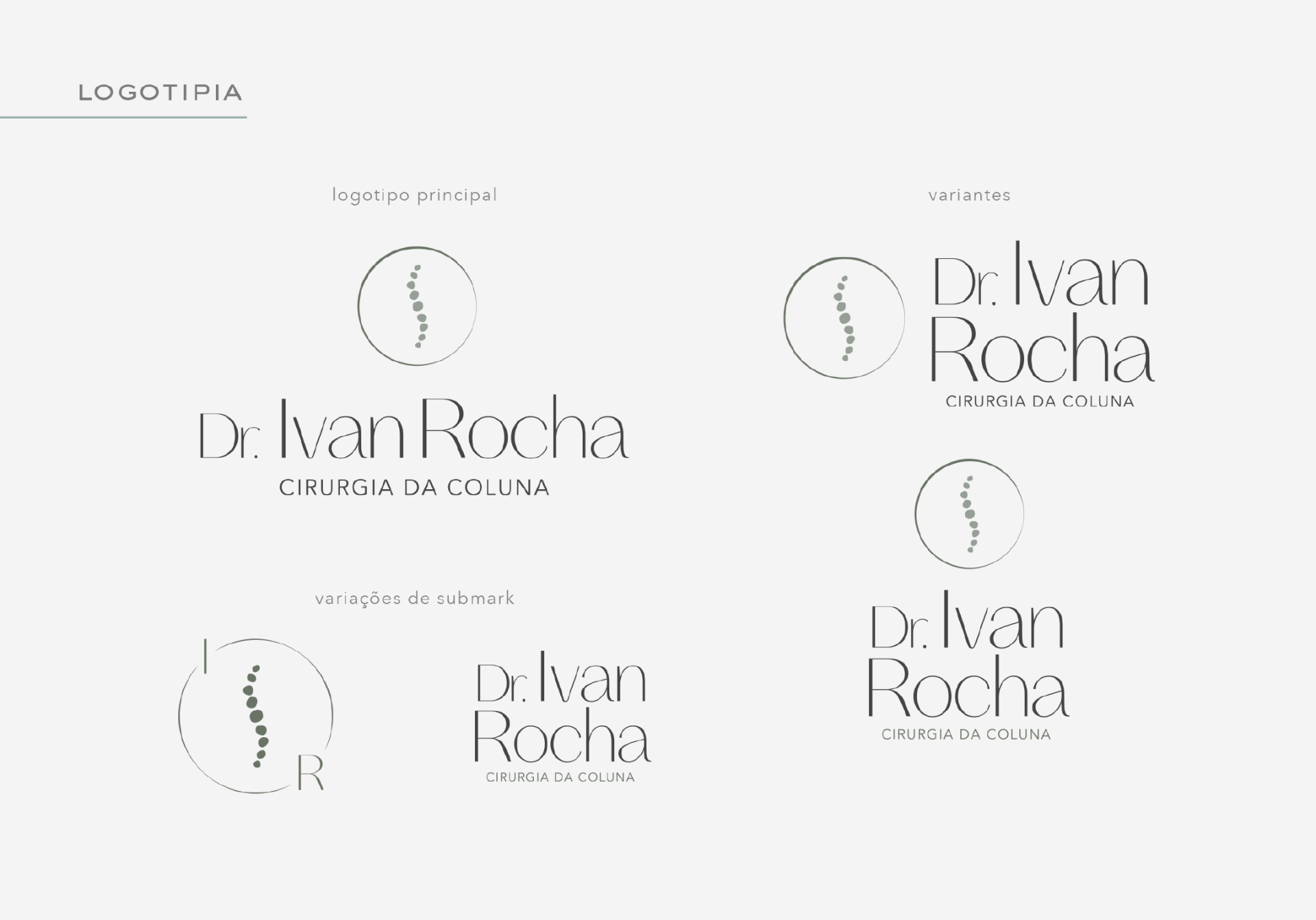 Um conjunto de quatro logotipos para um médico chamado dr. ivan rocha.