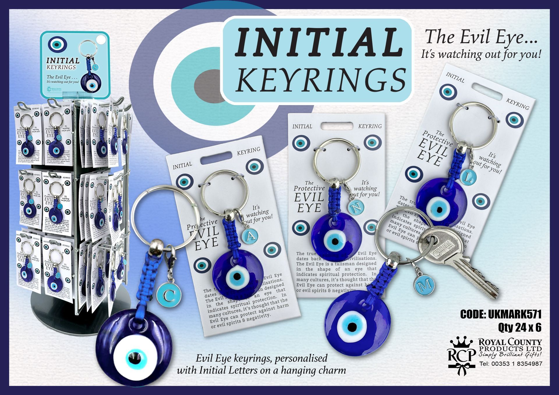 Personalised Evil Eye Keyrings