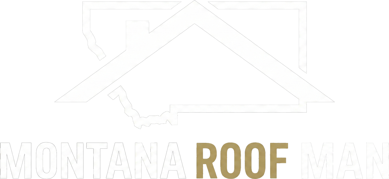 Montana Roof Man logo with roof outline and gold &ldquo;ROOF&rdquo; text