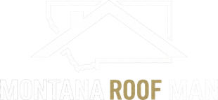 Montana Roof Man logo with roof outline and gold “ROOF” text