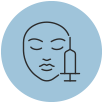 Minimal line icon of a face with a thermometer 