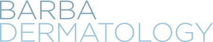 Barba Dermatology logo in light blue