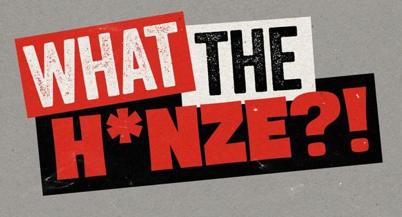 Hanze sticker Een rood en zwart bord waarop staat wat de h*nze?