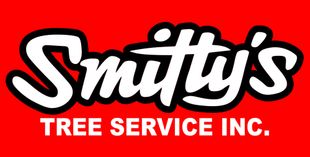 Smitty’s Tree Service Inc. logo in white on a red background