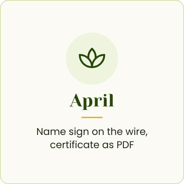 name sign on the wire, certificate as PDF