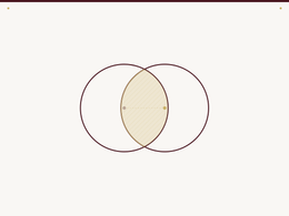 Two overlapping circles with a shaded oval intersection in the center, like a Venn diagram.