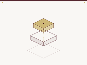 Exploded view of a beige box lid, white box, and outlined bottom layer stacked vertically
