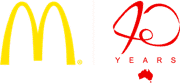 McDonald's logo and 40 years celebration logo, with an outline of Australia.