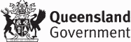 Queensland Government logo featuring a coat of arms and text.