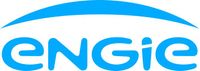 ENGIE logo, blue text and arc over it, white background.