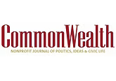 CommonWealth nonprofit journal of politics, ideas, and civic life logo in red and black
