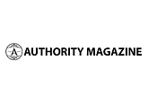 Authority Magazine logo with black text and a circular emblem on a white background
