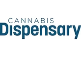 Cannabis Dispensary logo in teal and gray on a white background