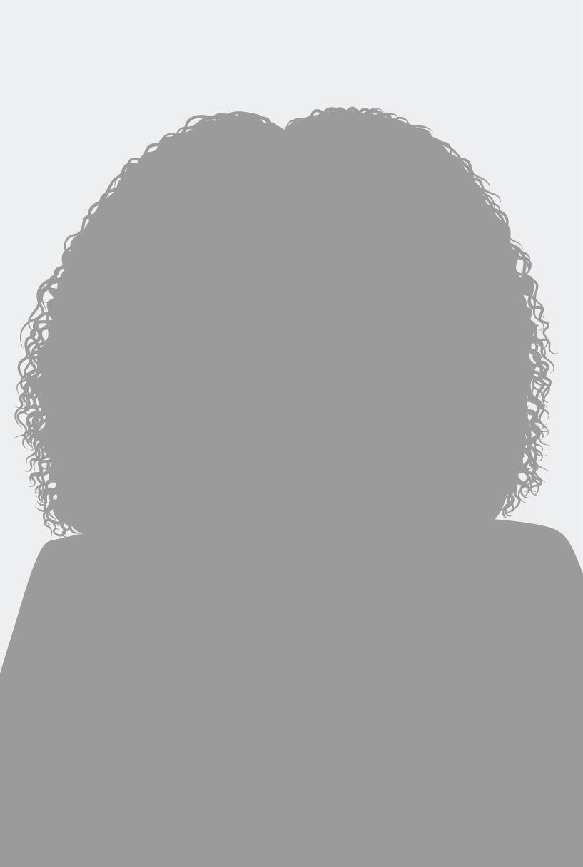 Gray silhouette of a person with curly hair on a light background