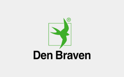 Een logo voor den braven met een groene vogel in een vierkant