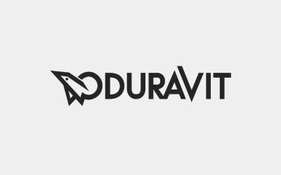 Het Duravit-logo is zwart-wit op een witte achtergrond.