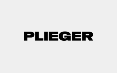 Een zwart-wit logo voor plieger op een witte achtergrond.
