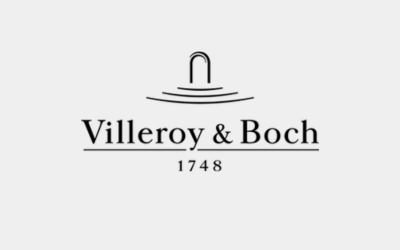 Het logo van Villeroy & Boch is een zwart-wit logo op een witte achtergrond.