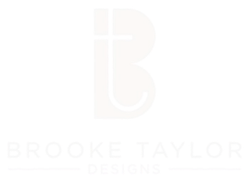 Pale Brooke Taylor Designs logo with a stylized BT monogram on a white background