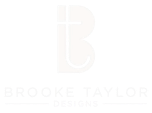 Pale Brooke Taylor Designs logo with a stylized BT monogram on a white background