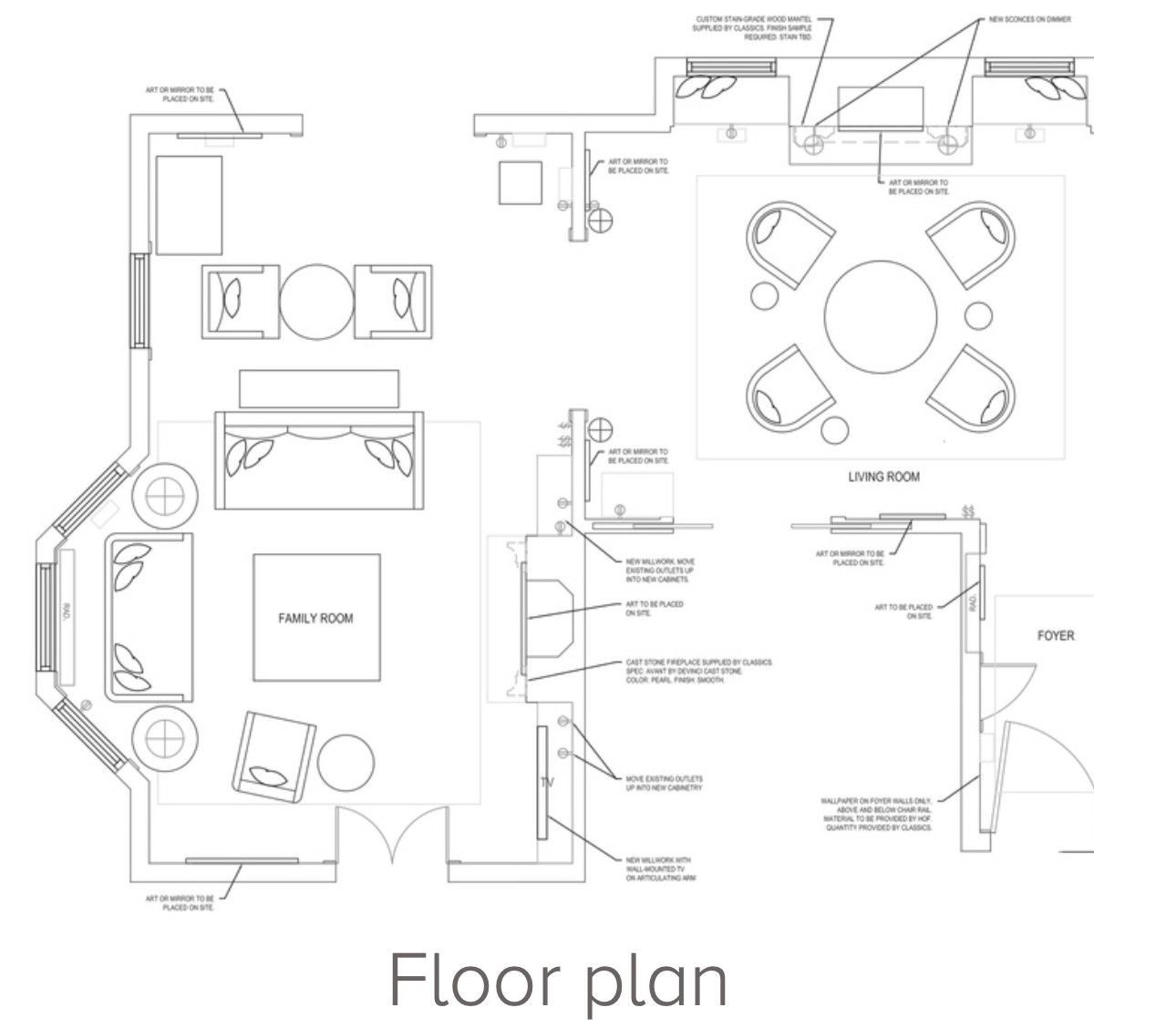 Architectural floor plan showing room layout and furniture arrangement with labels and dimensions