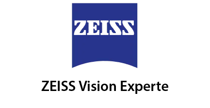 Ein blau-weißes Logo für die Vision-Kompetenz von Zeiss