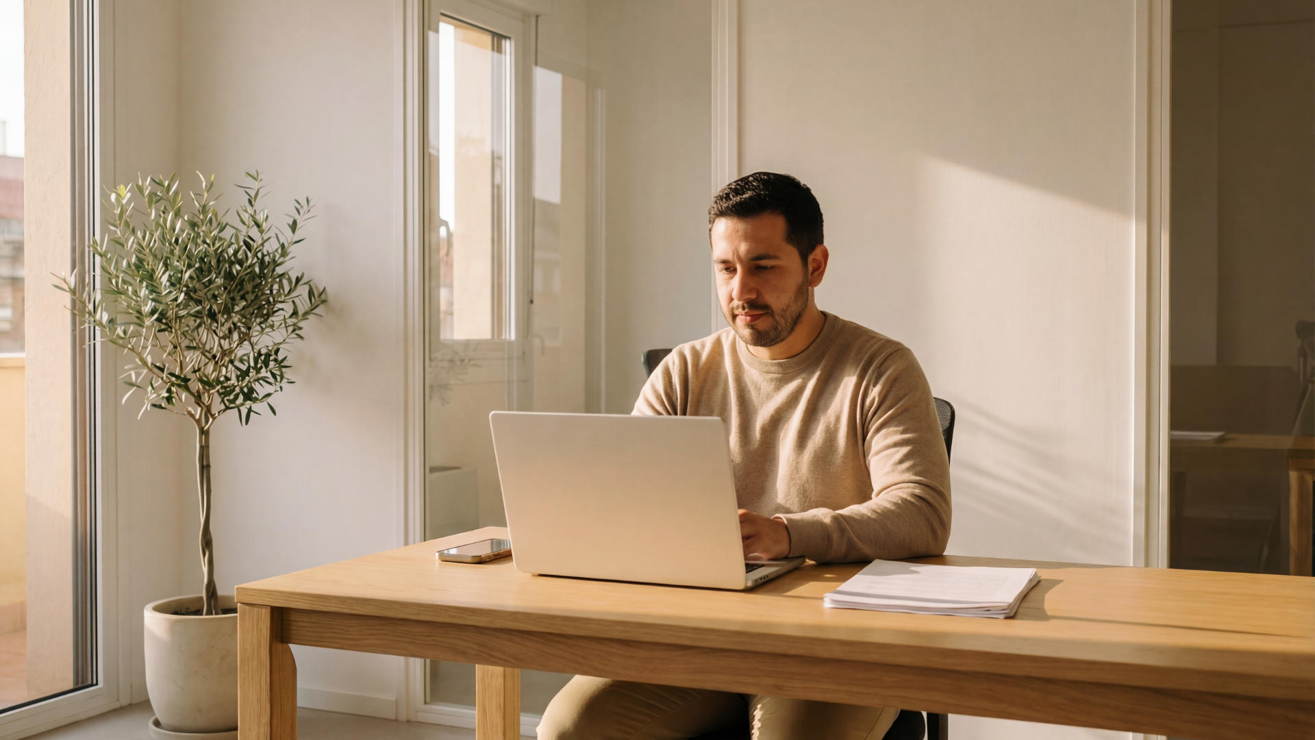 Therapist taking notes while talking with a seated client in a bright office