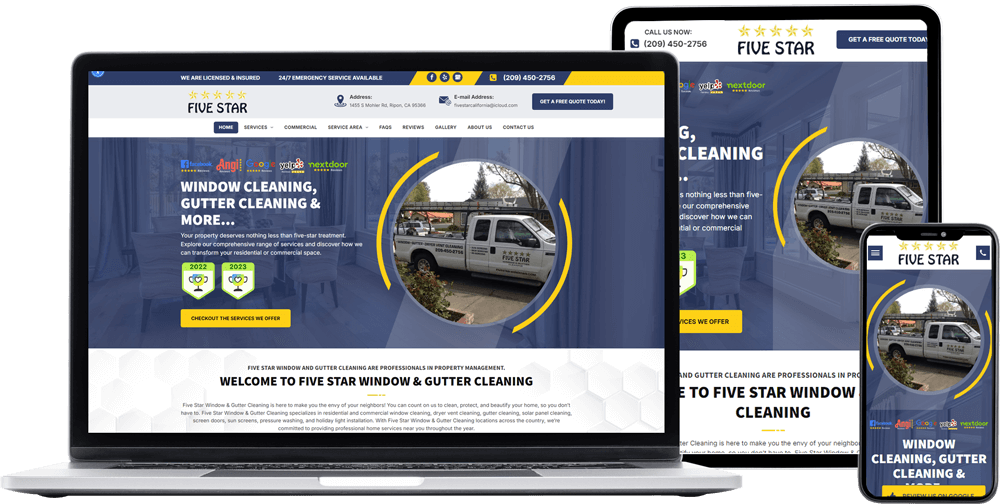 Click Here To View Website Five Star Window & Gutter Cleaning Ripon, CA