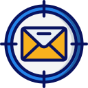 An envelope is in the center of a target.