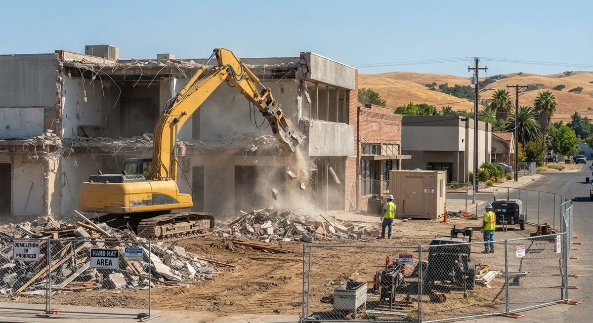 Commercial demolition project in Tracy, CA.