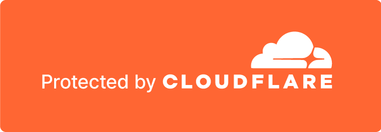 An orange logo that says protected by cloudflare on it