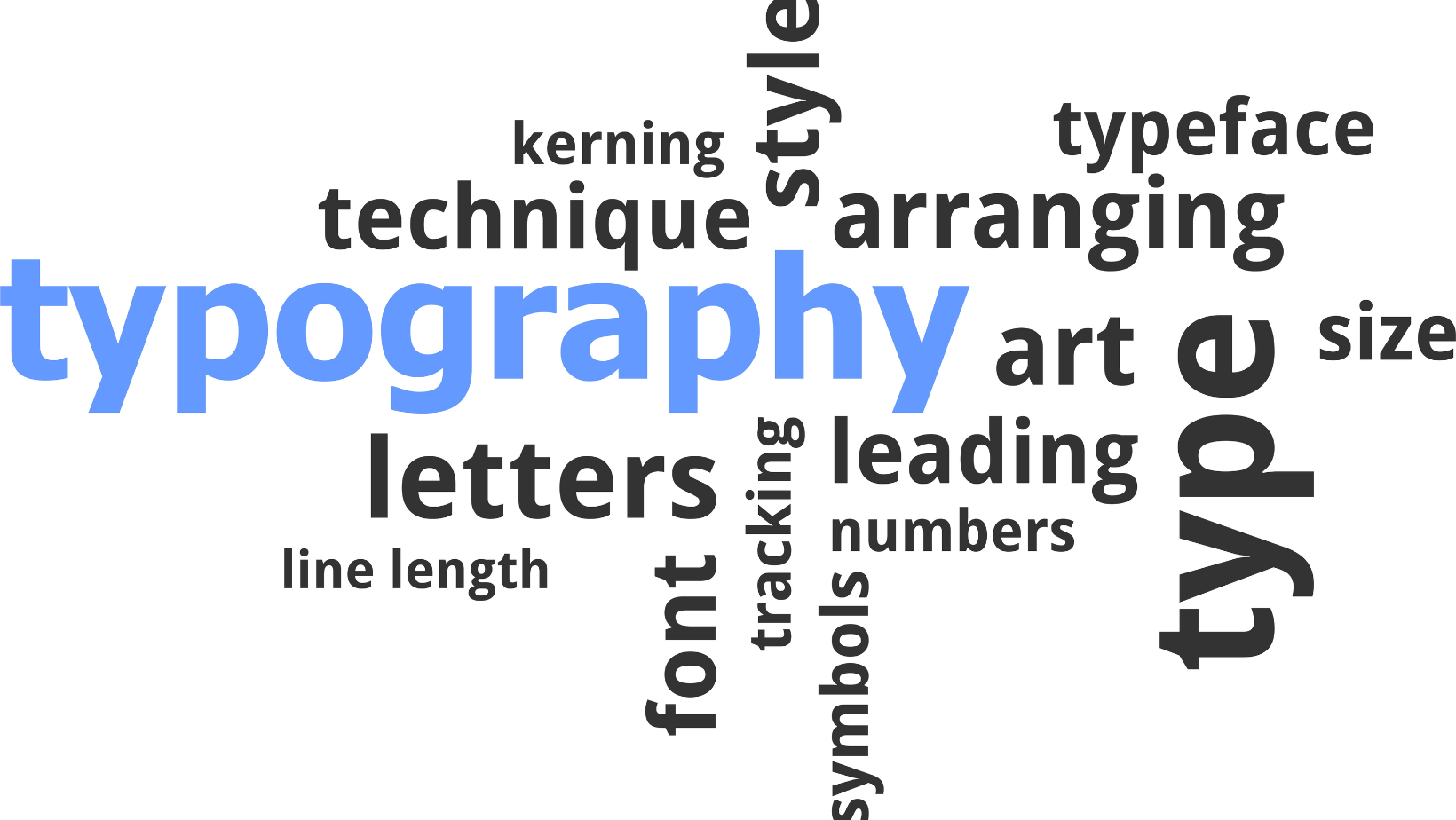 typography for web design collection of word text fitted like a crossword puzzel