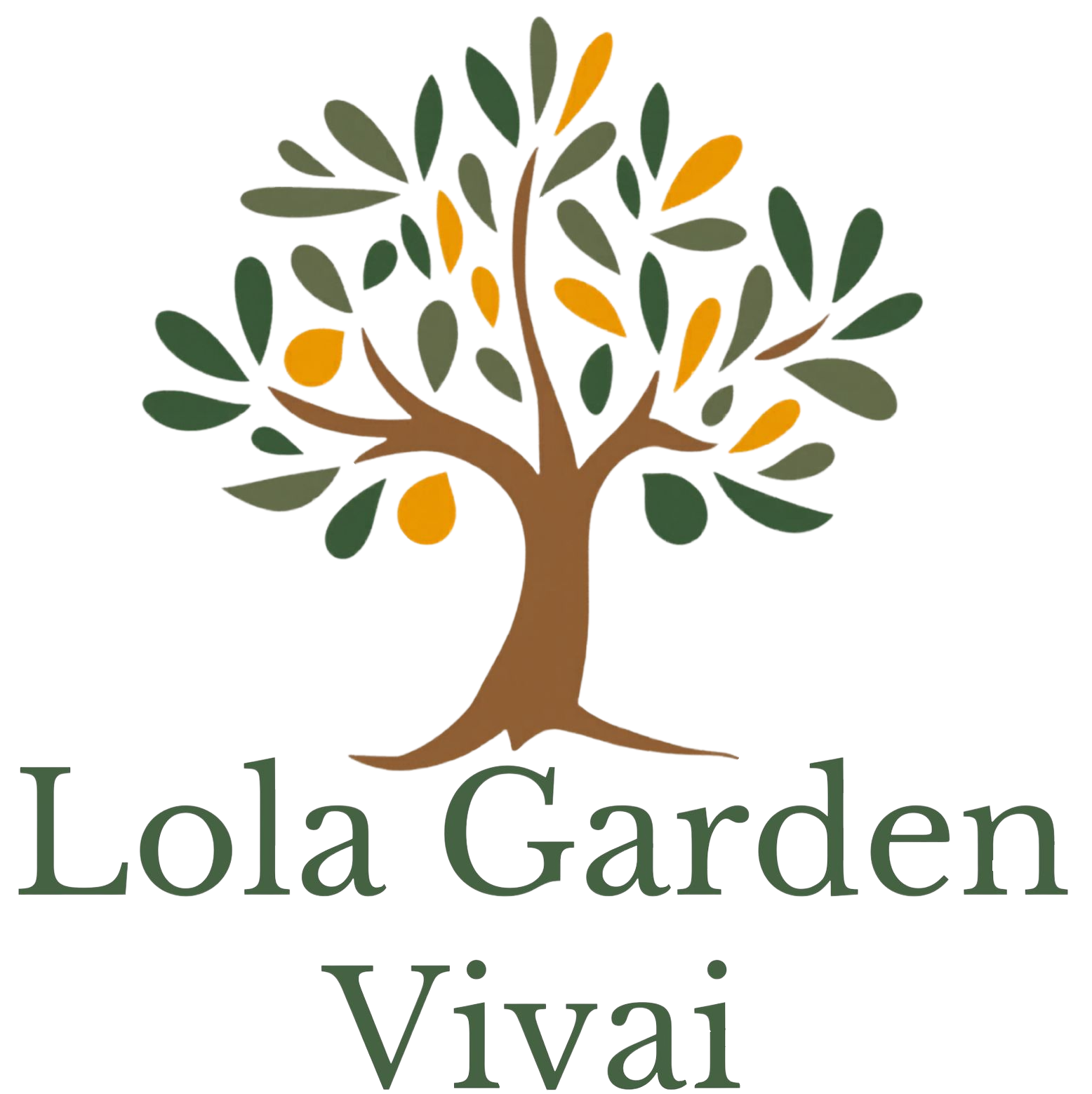 Logo di Lola Garden Vivai con un albero stilizzato nei colori verde, arancione e marrone.