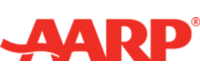AARP logo: Red text on white background.