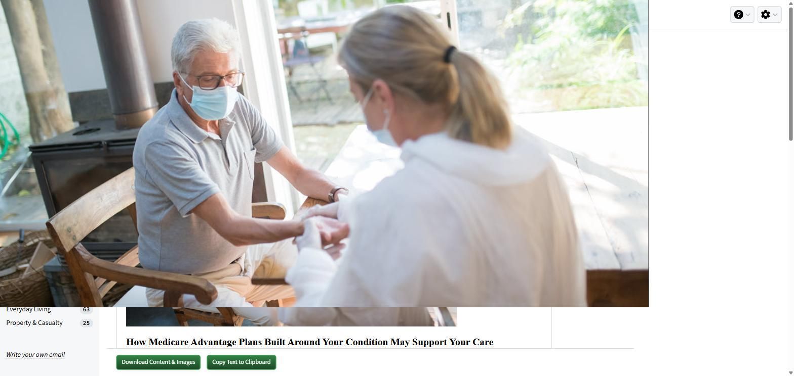 Masked older man receiving care from a masked healthcare worker at home