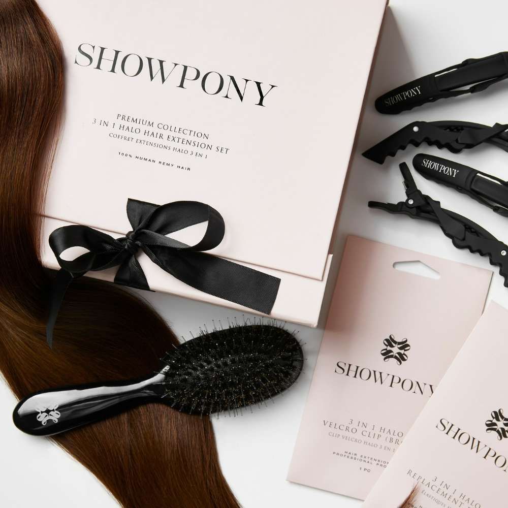 A Showpony Hair Extension Set With a Brush and Clips — Innovative Hair Salon in Gosford, NSW
