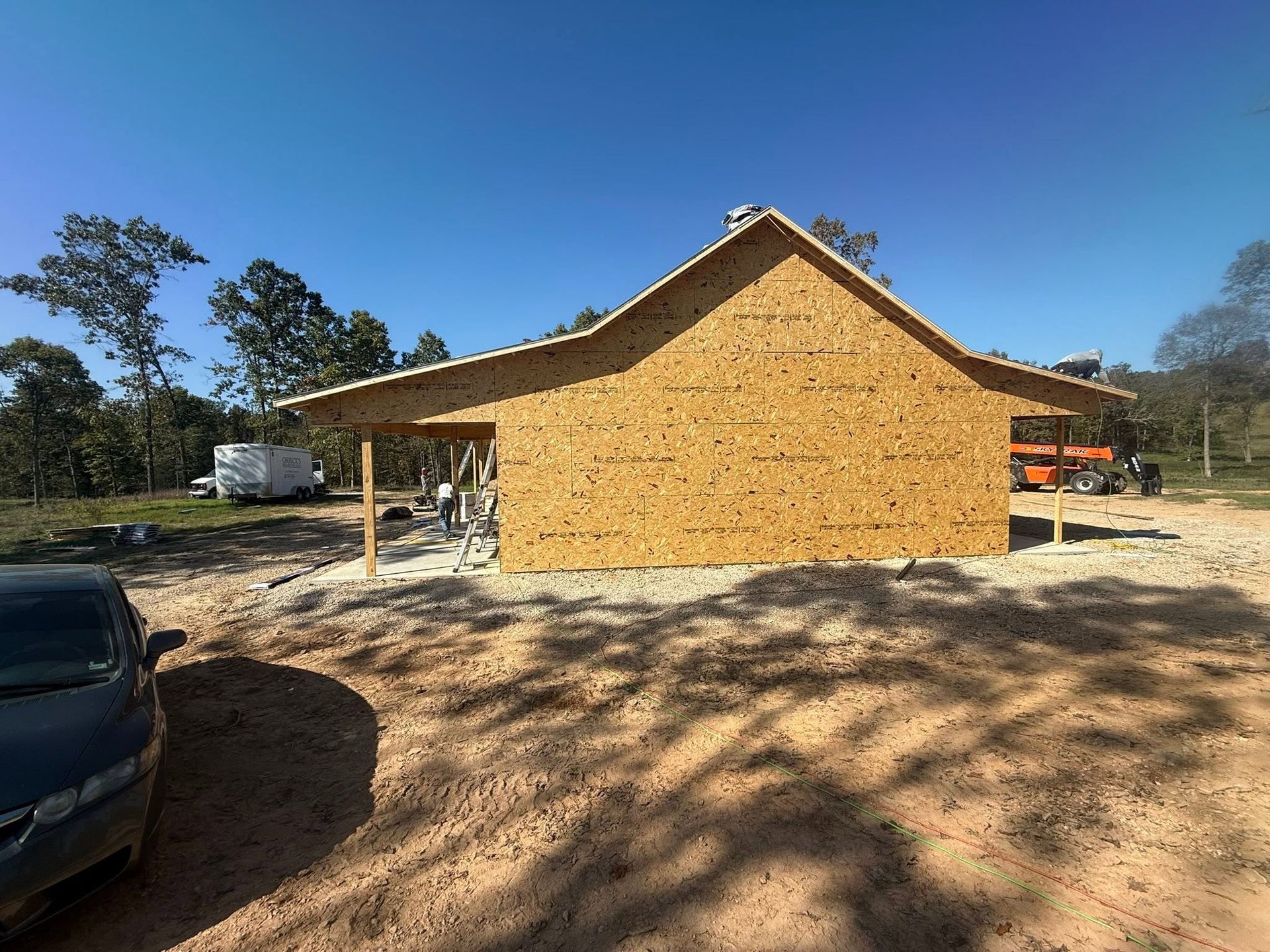 exterior of custom home under construction