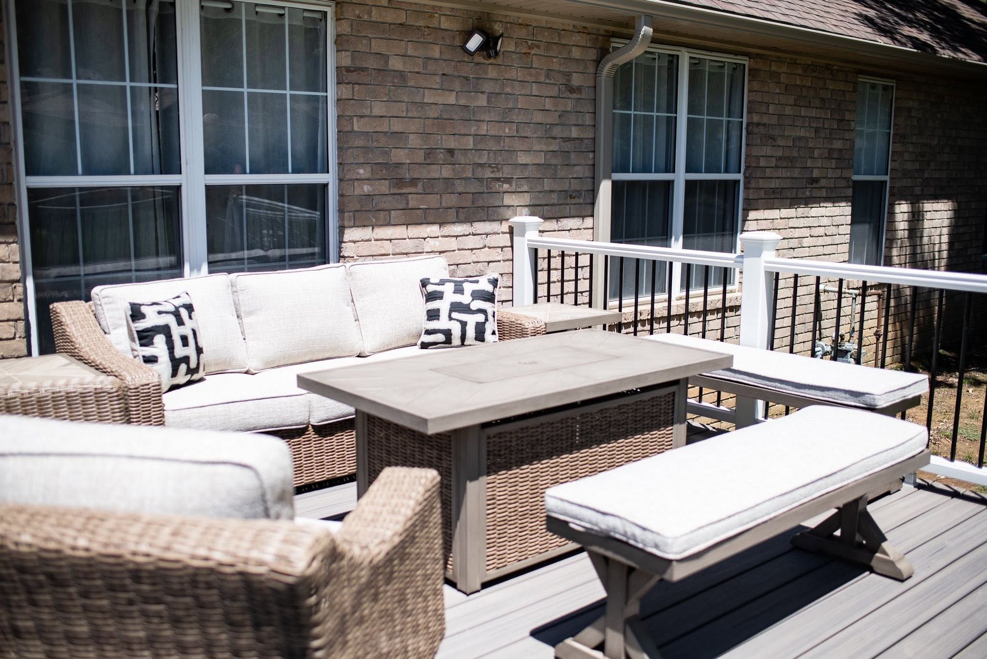 custom patio with furniture