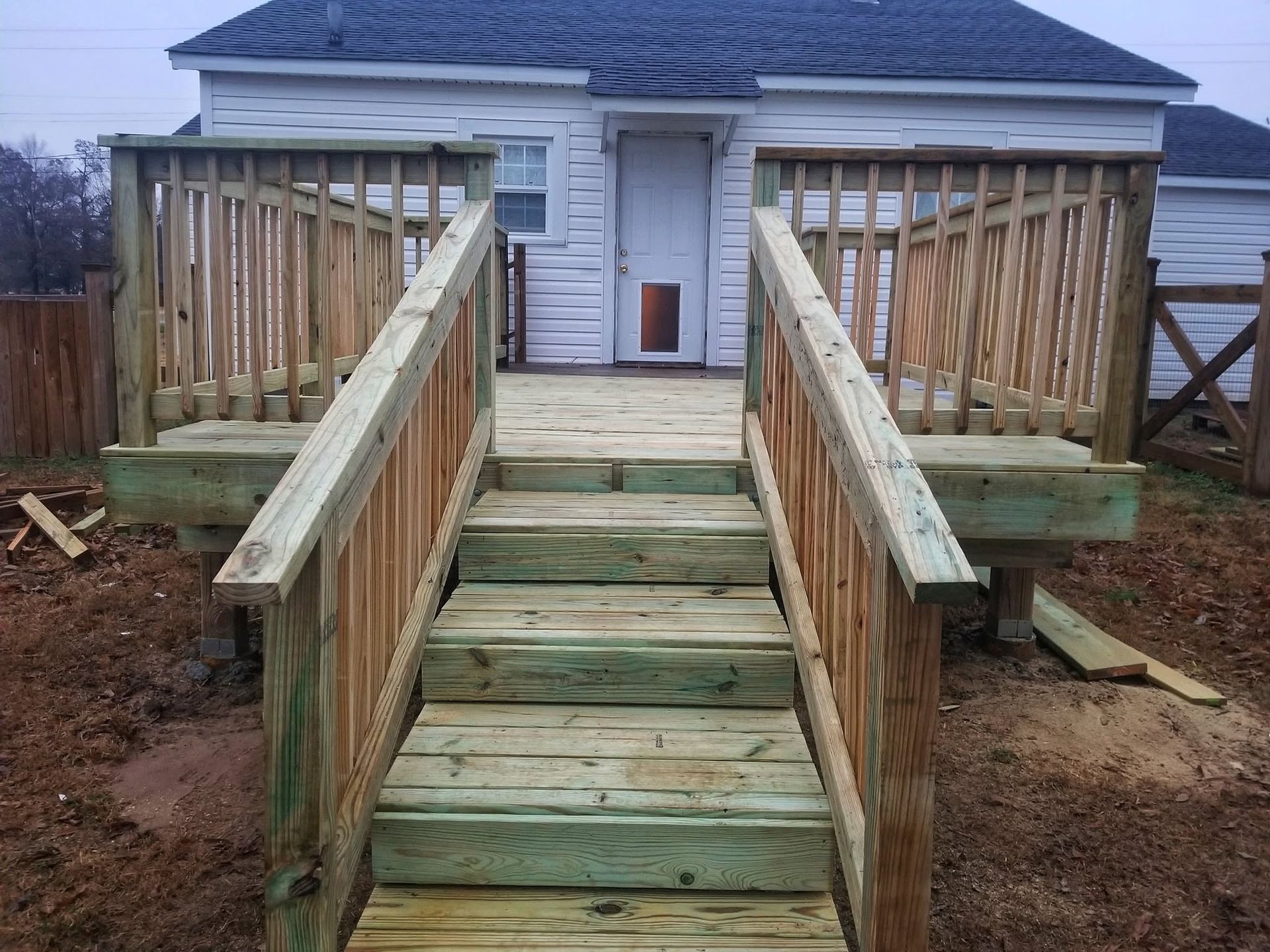 deck construction with stairs