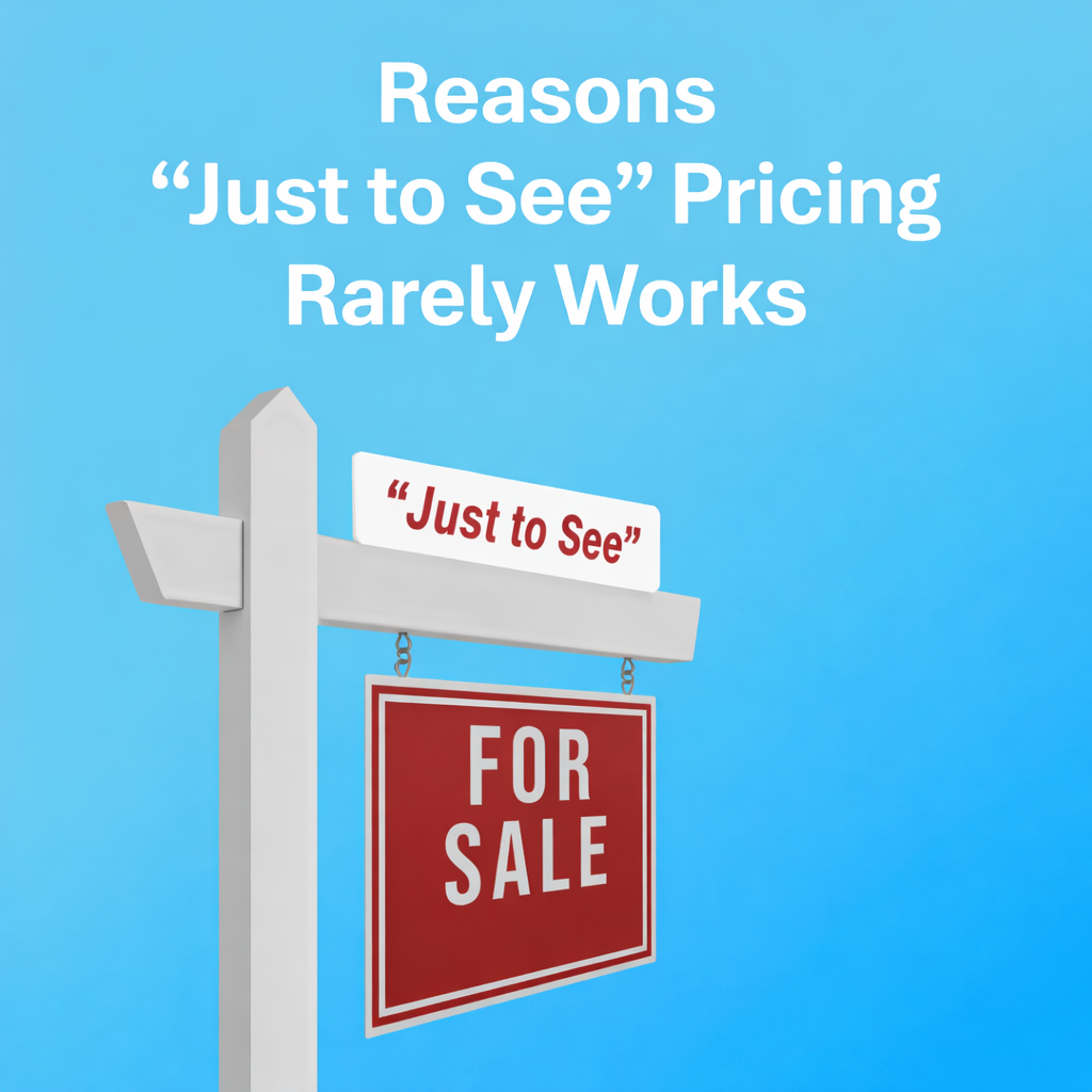 A real estate sign against a blue background with the text: 
