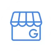 A google business icon with a blue awning and the letter g on it.